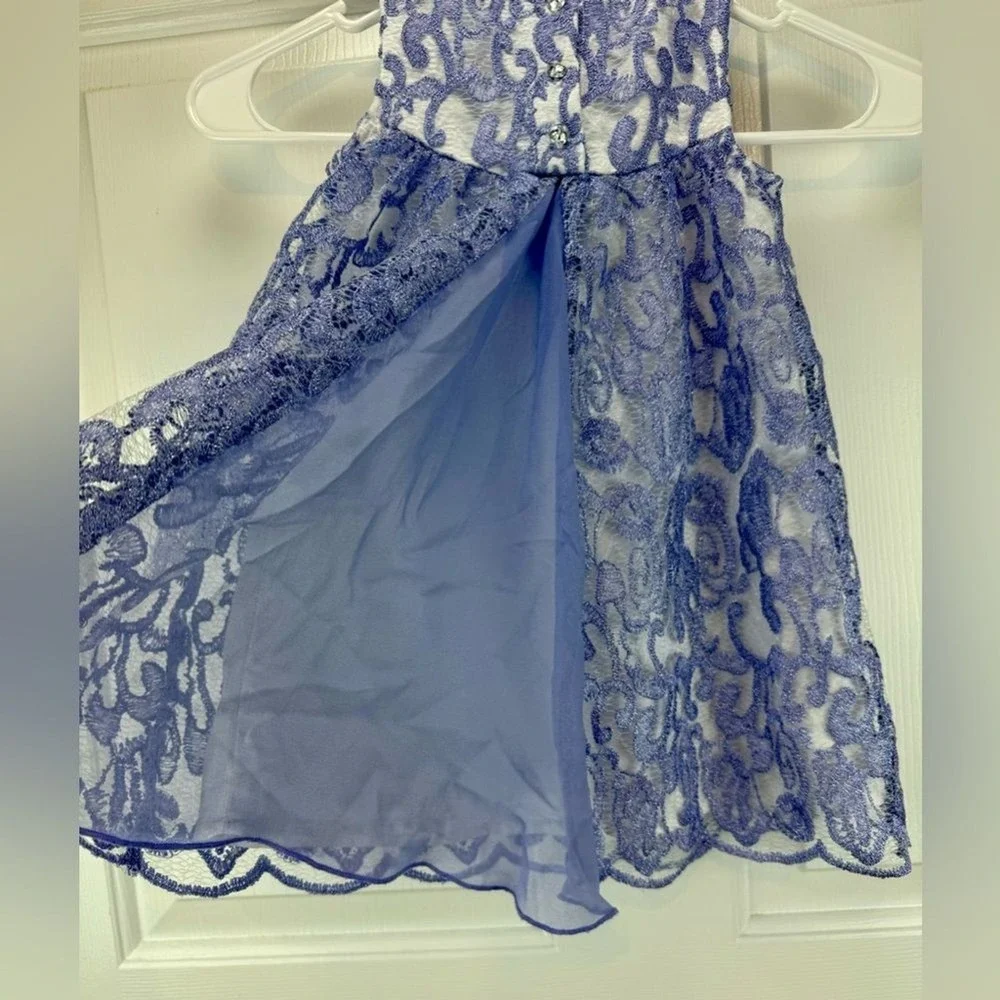 Camilla Purple Silver Metallic and White Long Special Occasion Dress size‎ 24 Mo